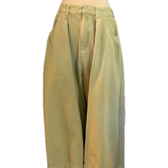 Free People Women's Sweet Talk Chino Pants in Dried Aloe Green Size 8 - Picture 6 of 6